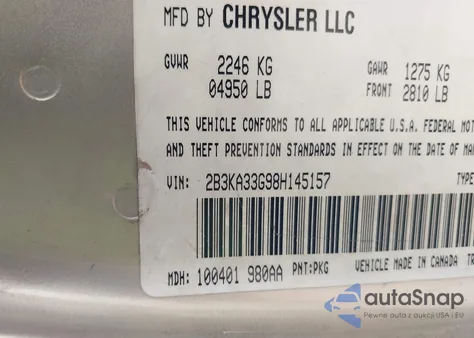 2008 Dodge Charger Sxt z USA, uszkodzony, nr VIN 2B3KA33G98H145157